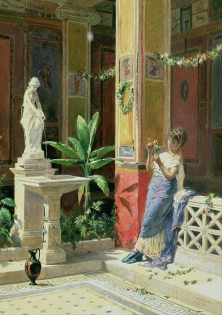 Detail of In a Courtyard in Pompeii, 1878 by Luigi Bazzani