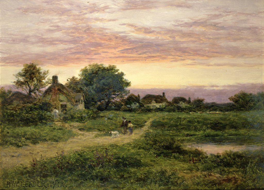 Detail of Worcestershire Cottages, 1912 by Benjamin Williams Leader