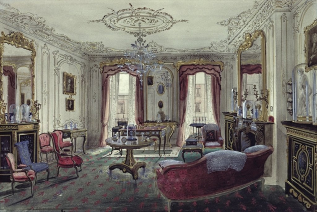 Detail of Interior of a drawing room in a town house, 19th century by Samuel A. Rayner