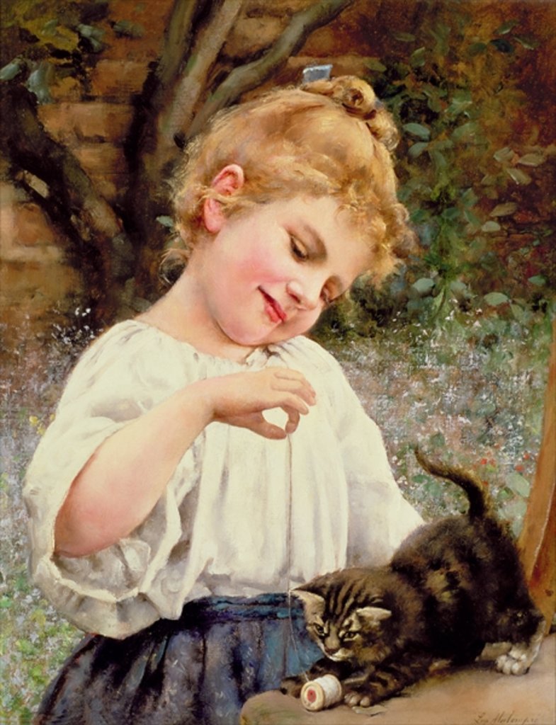 Detail of The Playful Kitten by Leo Malempre