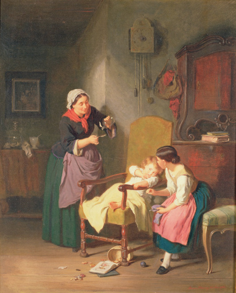 Detail of The Little Patient, 1865 by Hanno Rhomberg