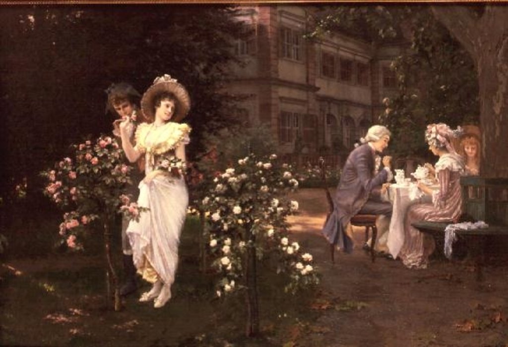 Detail of Teatime romance, 19th century by Hermann Koch
