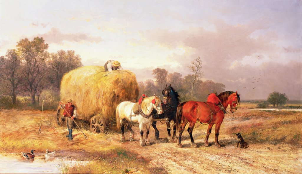 Detail of Carting hay, 19th century by Alexis de Leeuw