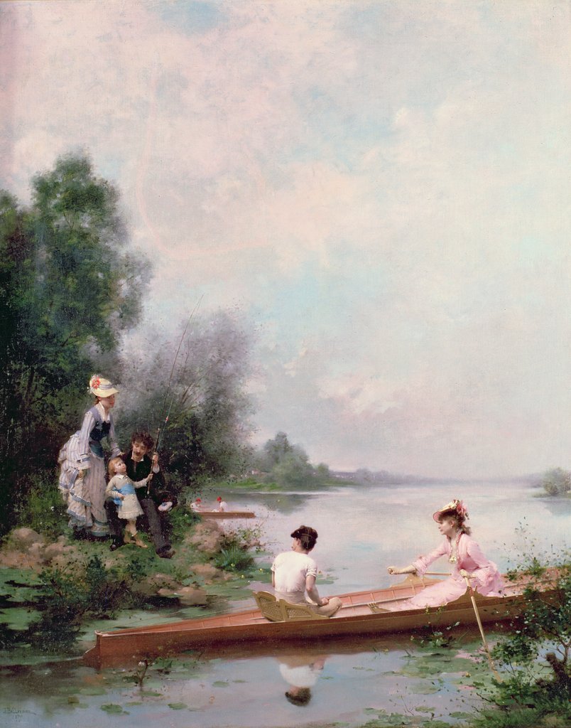 Detail of Boating on the River, 19th century by Jules Frederic Ballavoine