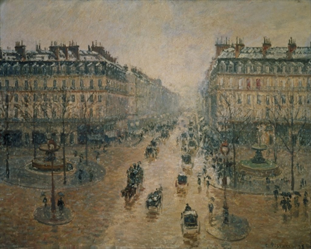 Detail of Avenue de L'Opera, Paris, 1898 by Camille Pissarro