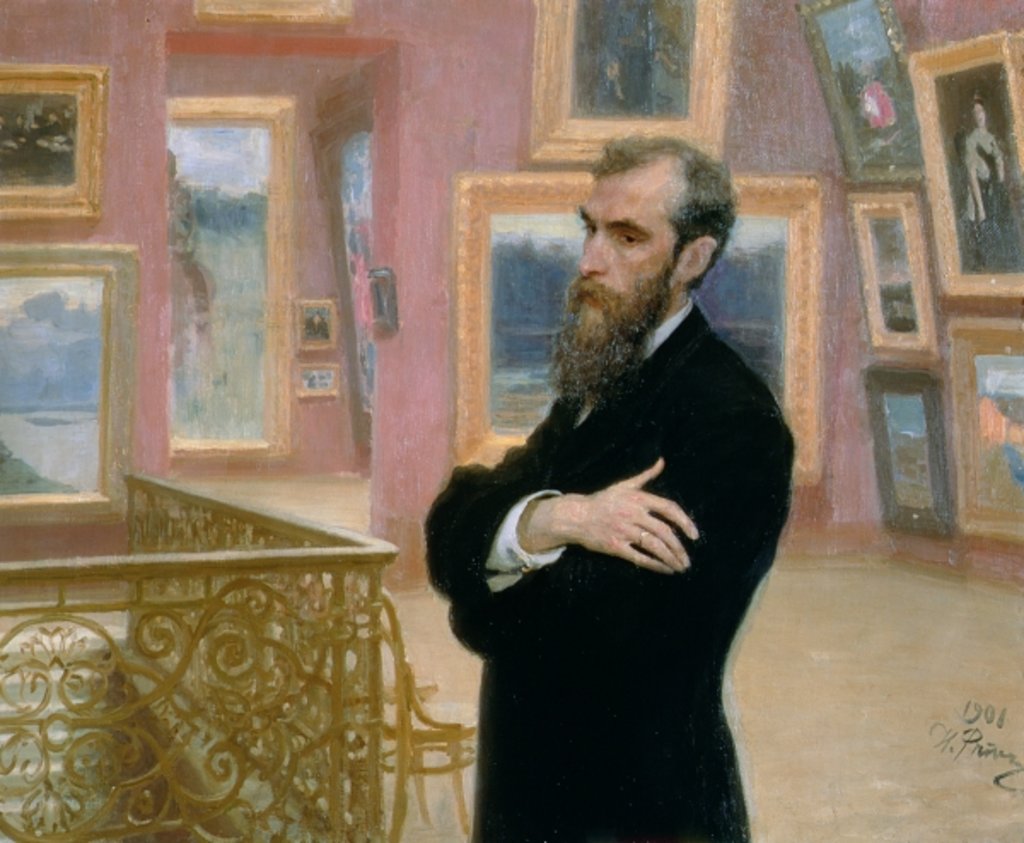 Detail of Portrait of Pavel Tretyakov in the Gallery, 1901 by Ilya Efimovich Repin