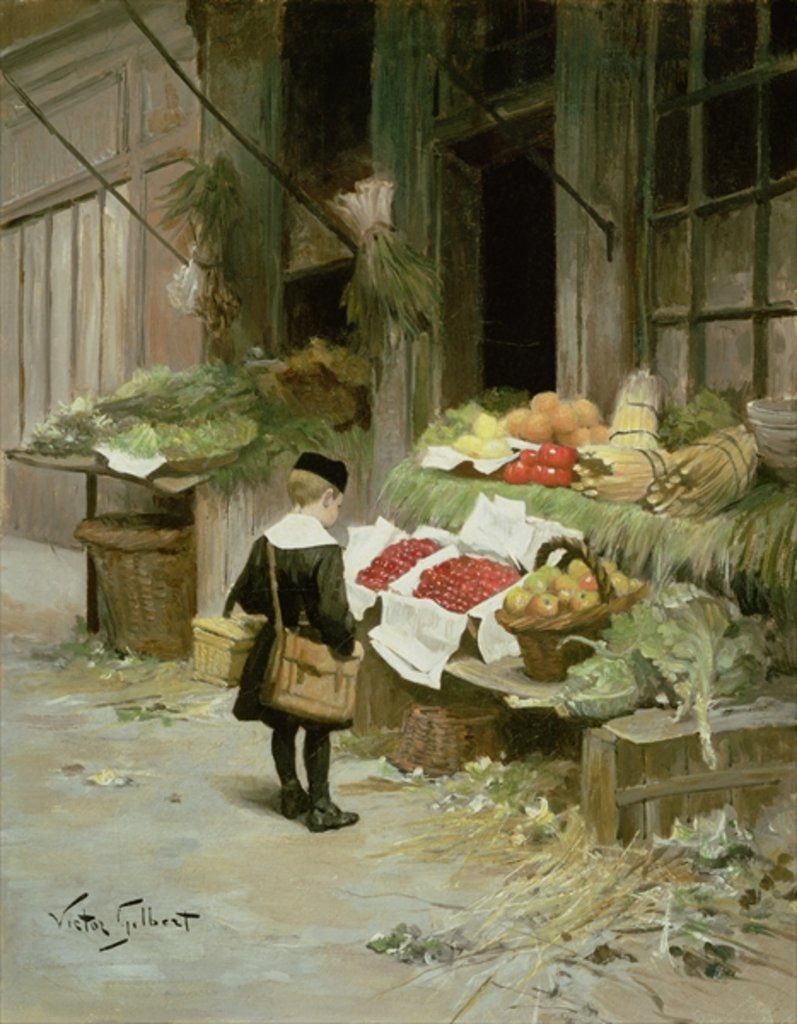 Detail of Little Boy at the Market by Victor Gabriel Gilbert