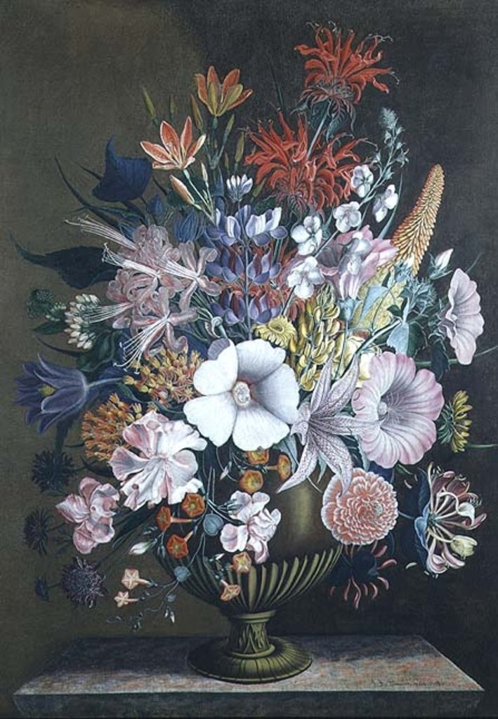 Detail of Still life with flowers, 18th century by J.A. Simson