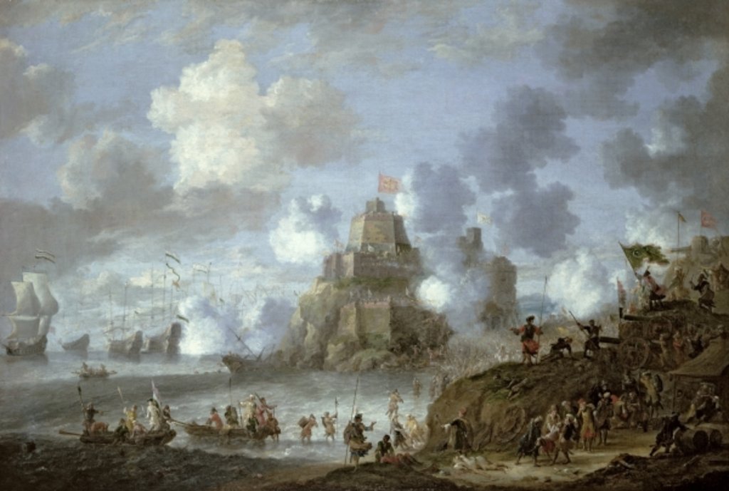 Detail of Mediterranean Castle under Siege from the Turks by Jan Peeters