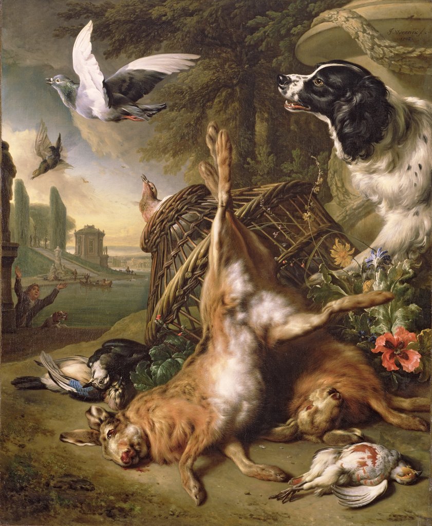 Detail of Still Life with Dead Game and Hares by Jan Weenix