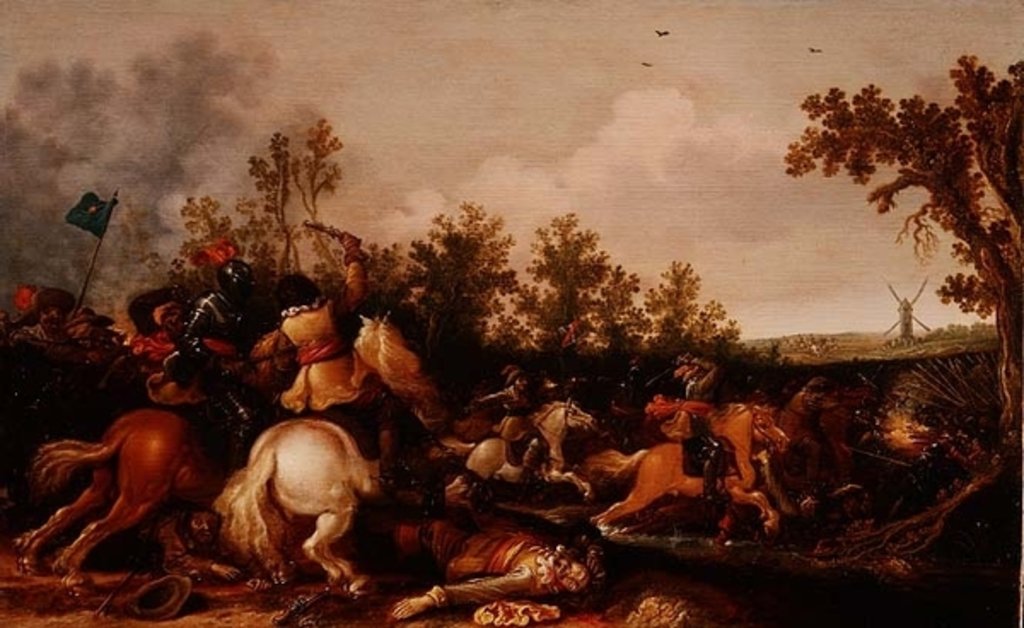 Detail of A cavalry skirmish by Jan Asselyn