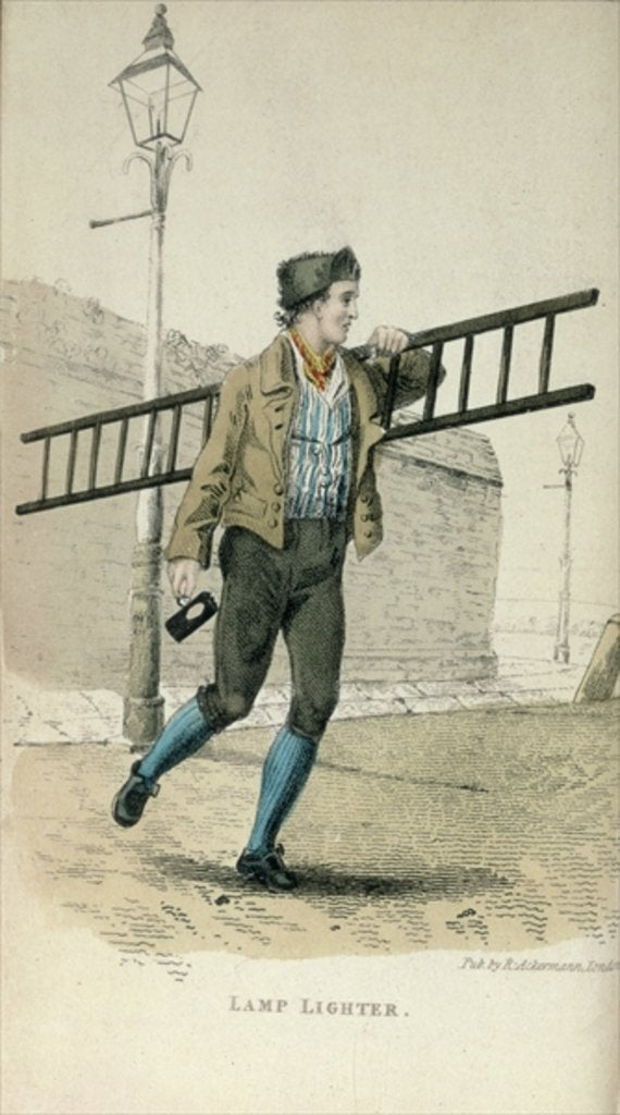 Detail of The Lamp Lighter from Ackermann's 'World in Miniature' by Frederic (after) Shoberl