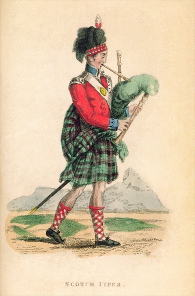 Detail of The Scotch Piper from Ackermann's 'World in Miniature' by Frederic Shoberl