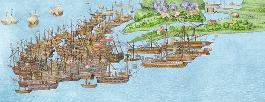 Detail of The French fleet becalmed and the attack on the Isle of Wight, 1545, by James (after) Basire