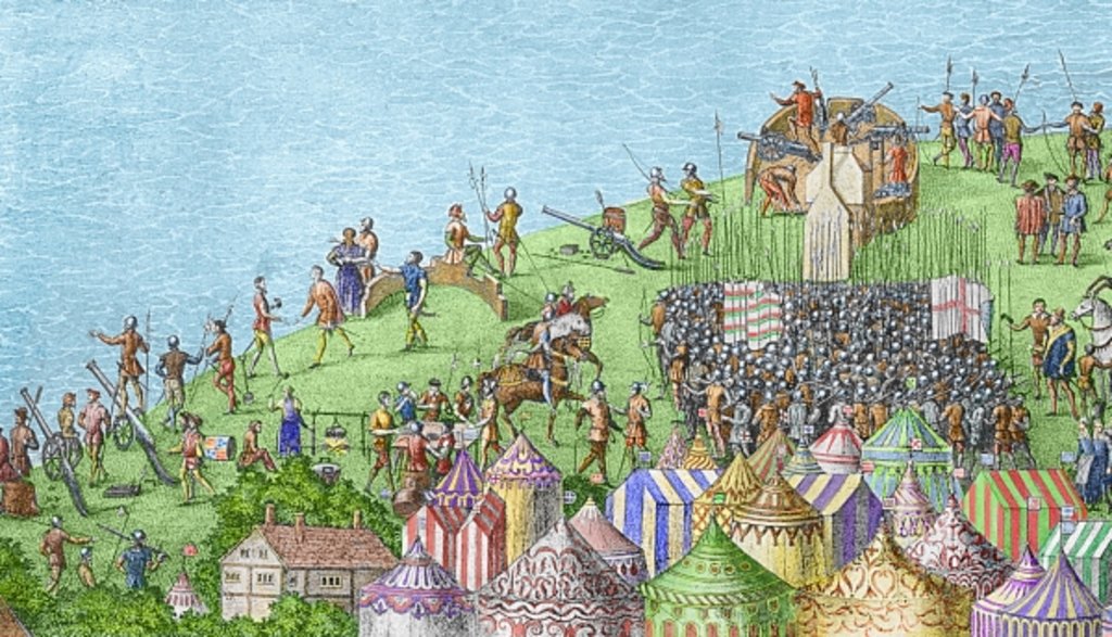 Detail of The Encampment of the English Forces near Portsmouth during the Battle of the Solent by James (after) Basire