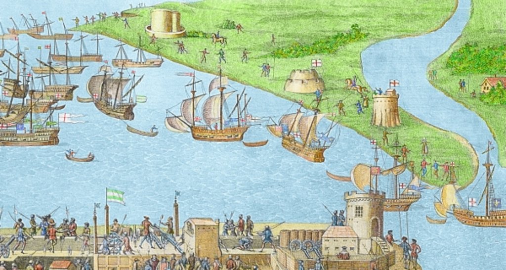 Detail of The Encampment of the English Forces near Portsmouth during the Battle of the Solent by James (after) Basire