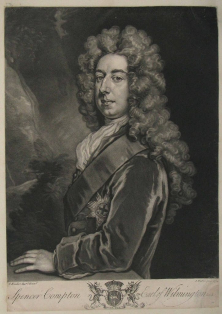 Detail of Spencer Compton, Earl of Wilmington, print by John Faber, 1734 by Godfrey Kneller