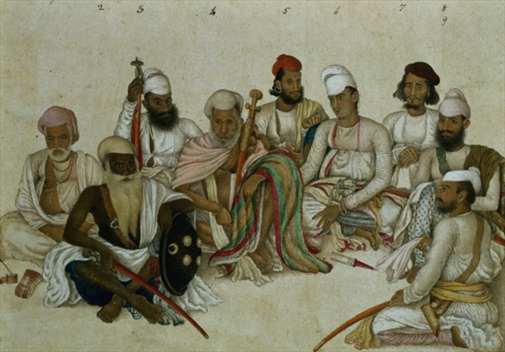 Detail of Nine courtiers and servants of the Raja Patiala, c.1817 by Indian School