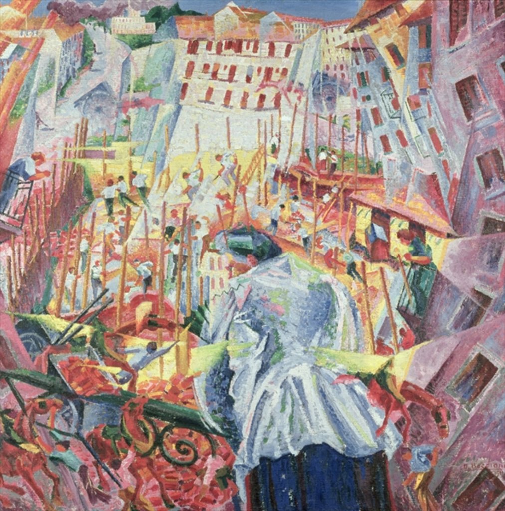 Detail of The Street Enters the House, 1911 by Umberto Boccioni