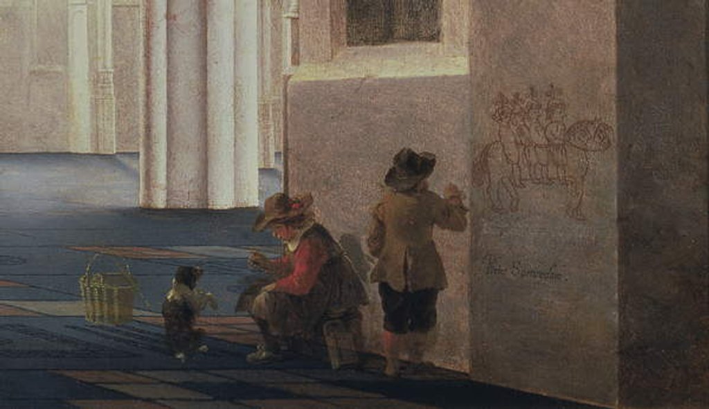 Detail of The Interior of the Buurkerk at Utrecht, 1644 by Pieter Jansz Saenredam