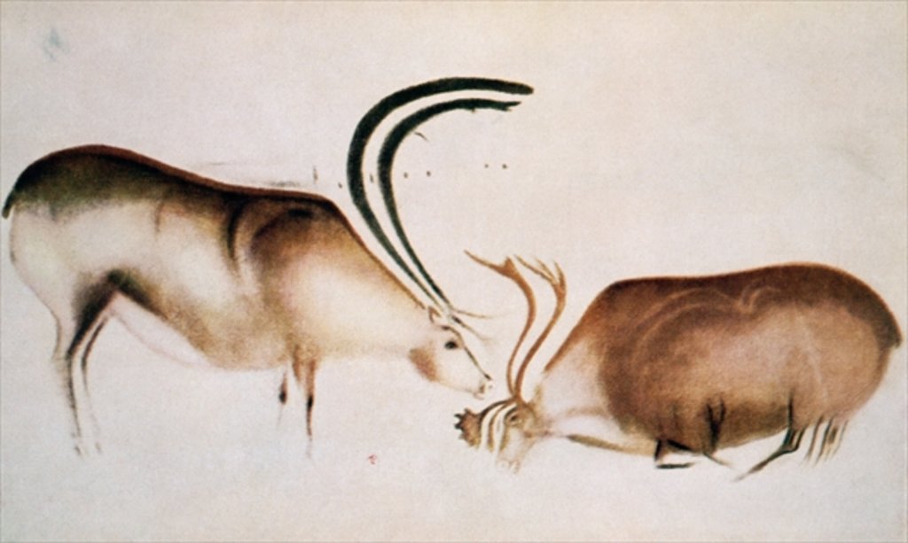Detail of Male and female deer, Magdalenian school, c.13000 BC by Paleolithic Paleolithic