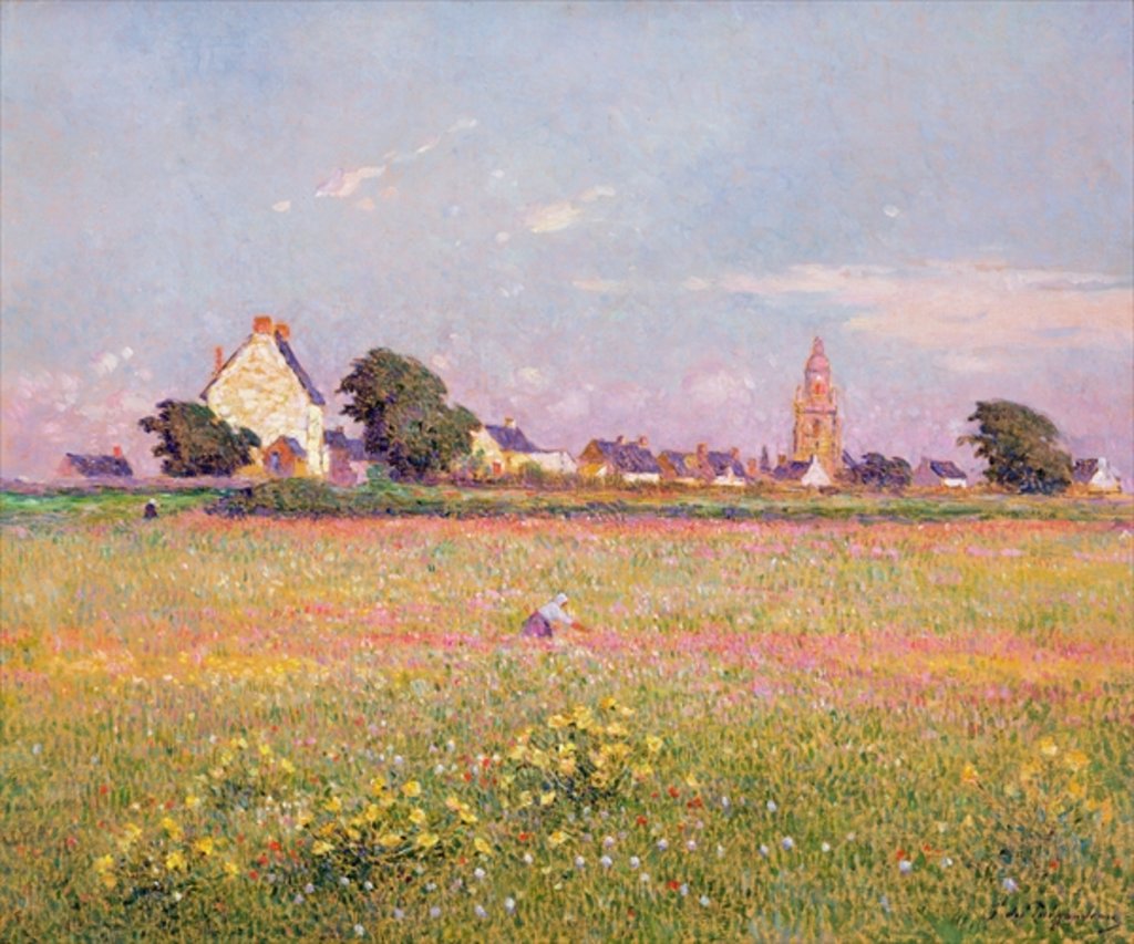 Detail of Village near Rouen by Fernand Loyen du Puigaudeau
