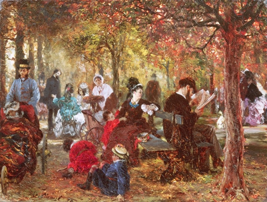 Detail of In The Luxembourg Gardens by Adolph Friedrich Erdmann von Menzel