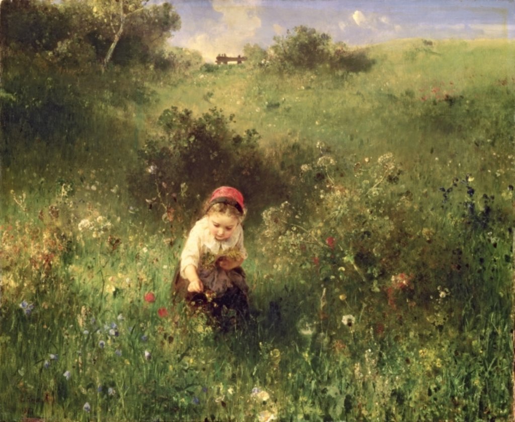 Detail of Girl in a Field, 1857 by Ludwig Knaus
