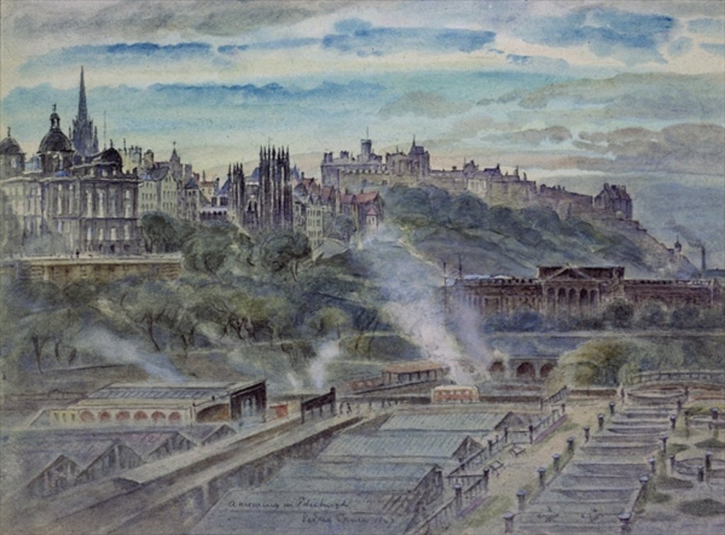 Detail of Edinburgh from near St. Anthony's Chapel on the North-west Shoulder of Arthur's Seat, 19th century by John Gendall