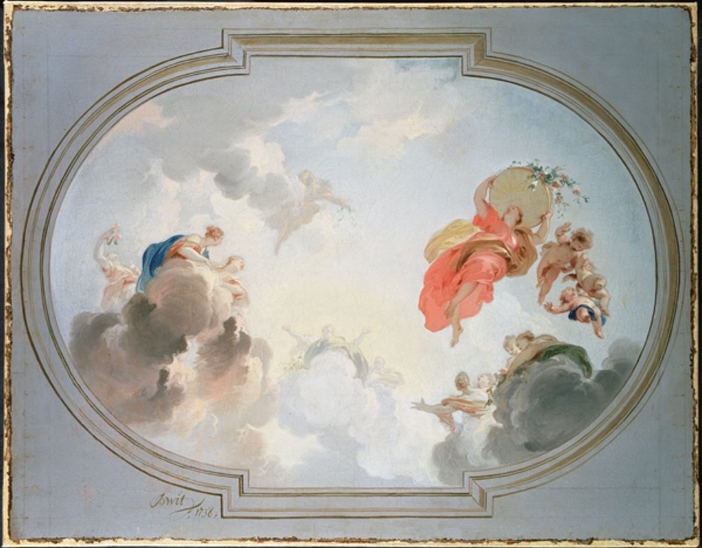 Detail of A Ceiling Design depicting the Apotheosis of Flora, 18th century by Jacob de Wit