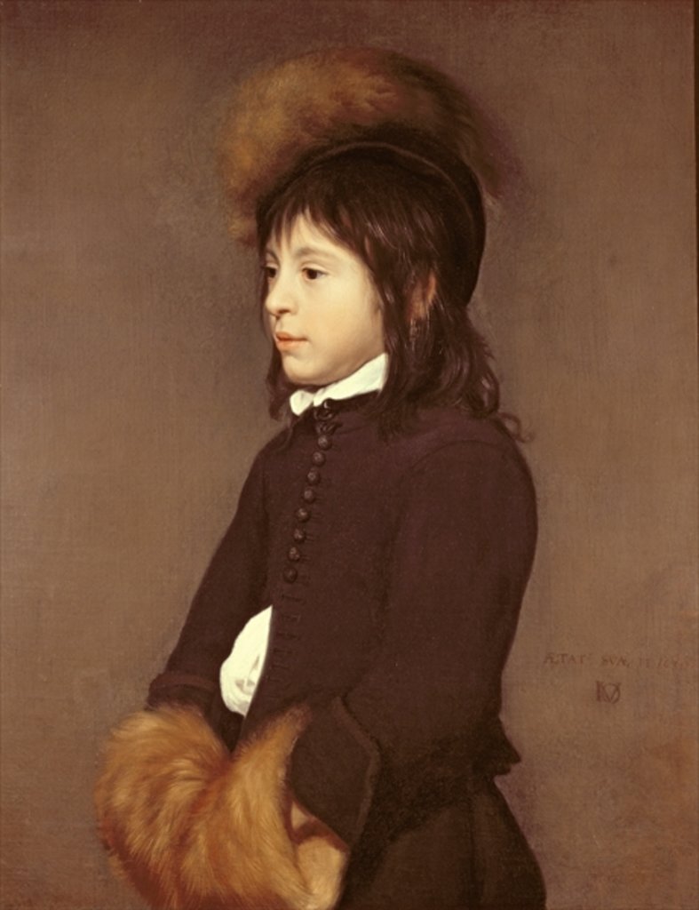 Detail of Portrait of a Boy Aged 11, 1650 by Jacob van Oost