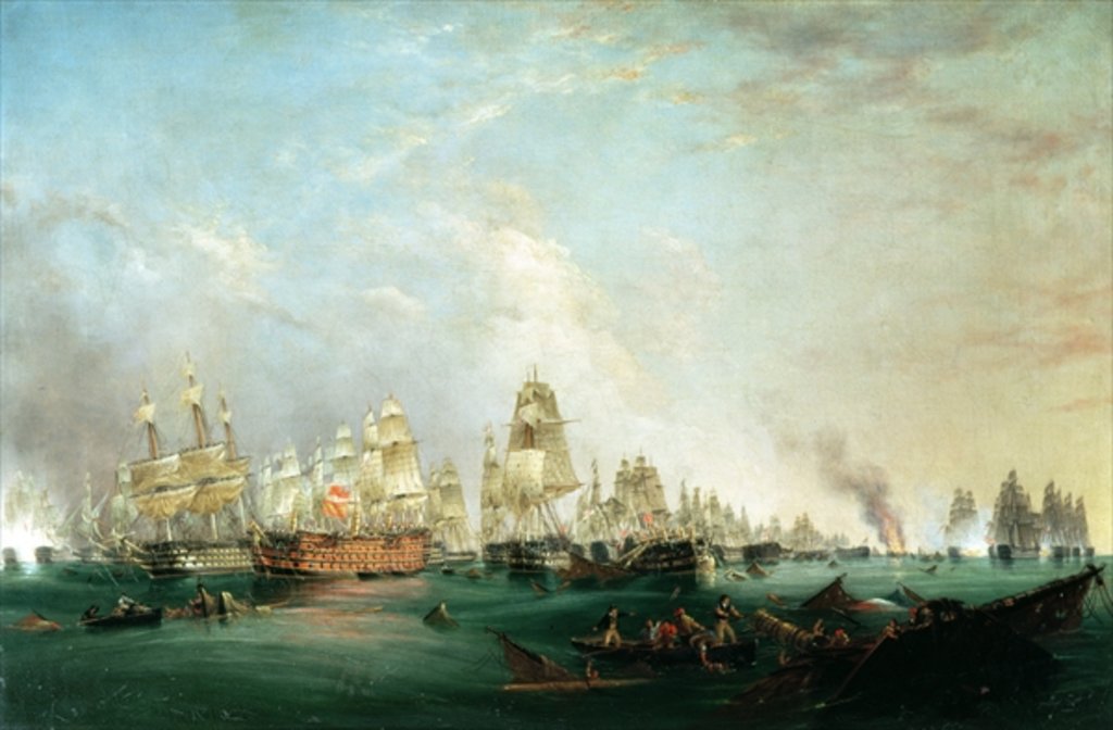Detail of Surrender of the 'Santissima Trinidad to Neptune, The Battle of Trafalgar, 3pm, 21st October 1805 by Lieutenant Robert Strickland Thomas