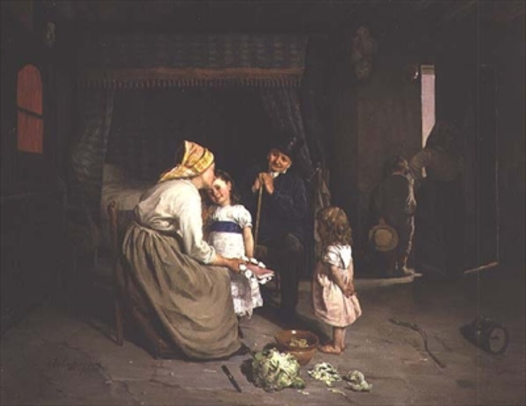 Detail of Before Going to Church by Charles-Bertrand D'Entraygues