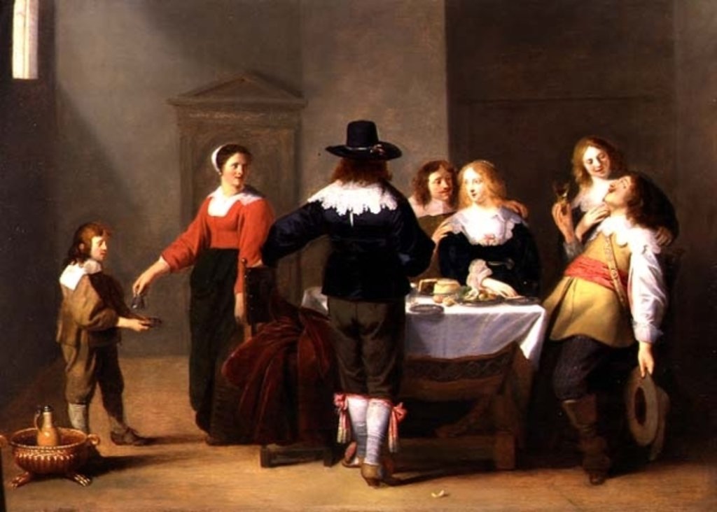 Detail of A Guardroom Interior with Soldiers Eating and Drinking in Female Company, 1639 by Christoffel Jacobsz van der Lamen