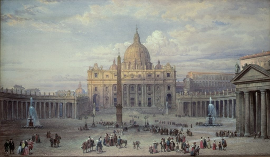 Detail of Exterior of St. Peter's, Rome by Louis Haghe