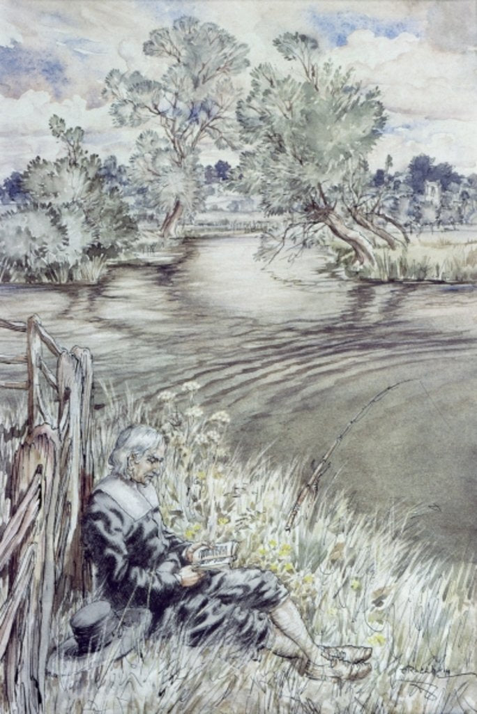 Detail of Izaak Walton reclining against a Fence by Arthur Rackham