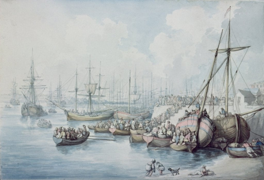Detail of The Disembarkation of the Royalists of Toulon at Southampton in 1794 by Thomas Rowlandson