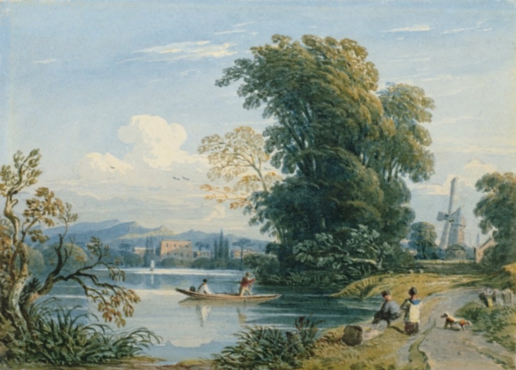 Detail of River Scene by John Varley