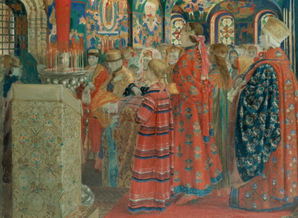 Detail of Seventeenth Century Russian Women at Church, 1899 by Andrei Petrovich Ryabushkin