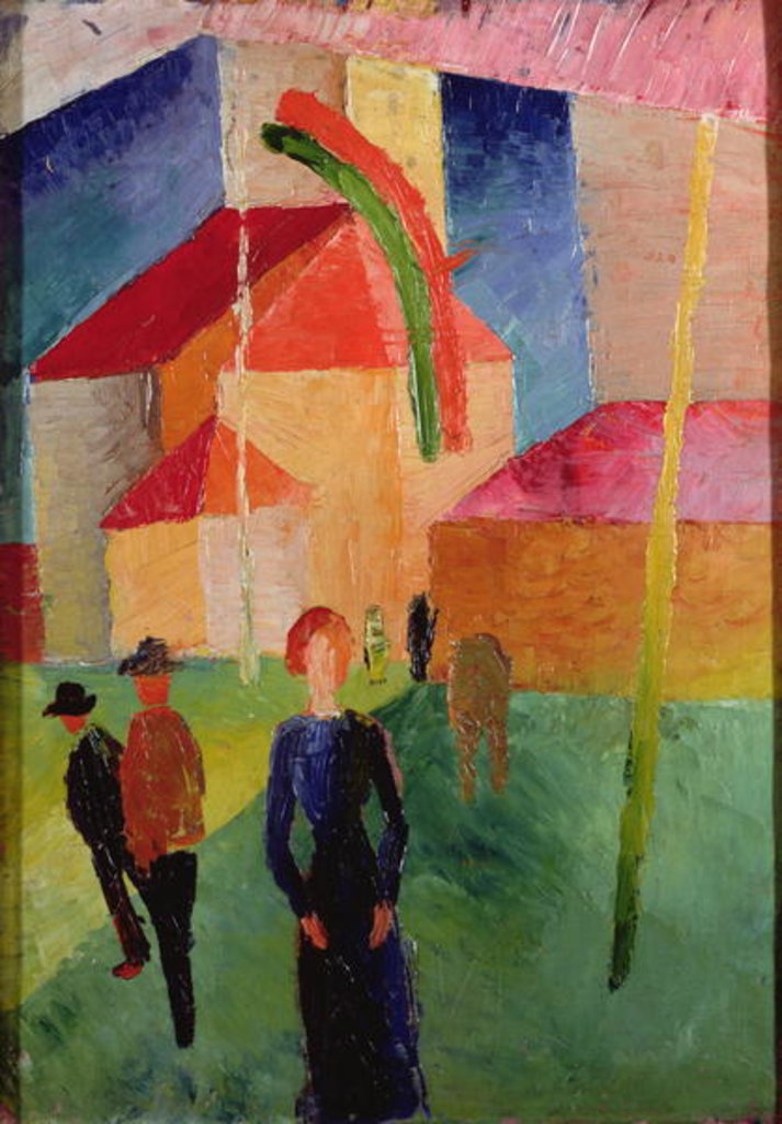 Detail of Church Decorated with Flags by August Macke