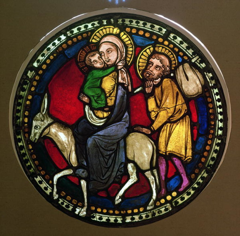Detail of Window Depicting the Flight into Egypt, Late 13th Century by German School