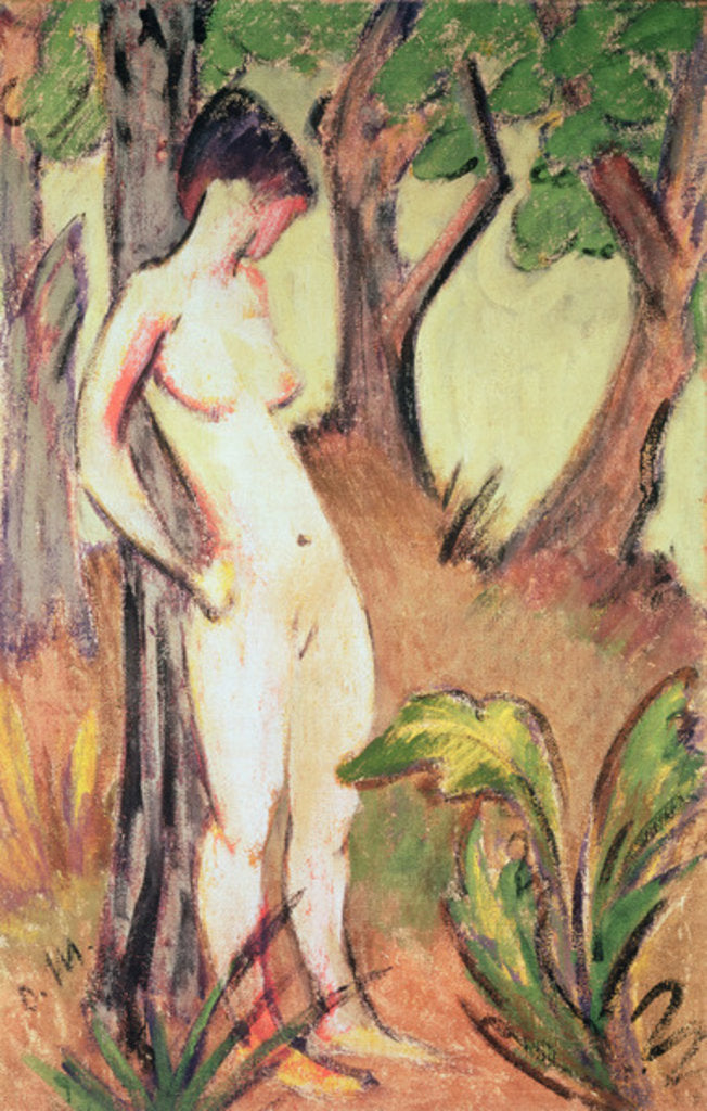 Detail of Nude Standing Against a Tree by Otto Muller or Mueller