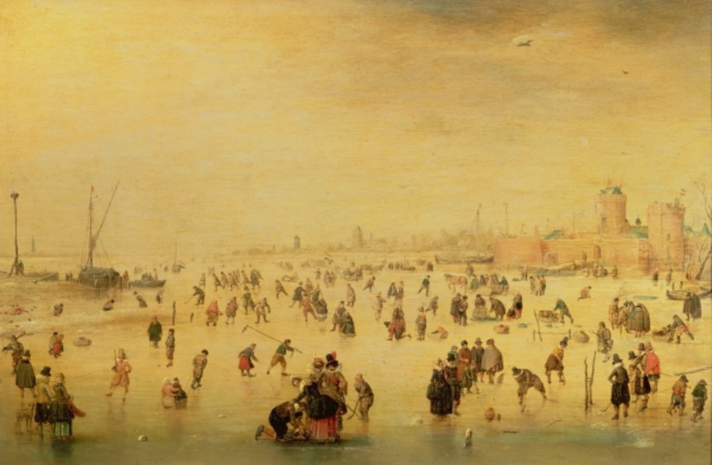 Detail of Skaters on a Frozen River, 17th century by Barent Avercamp