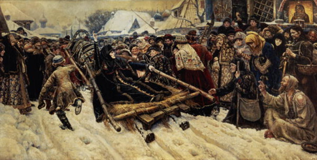 Detail of The Execution of Boyarina Pajaritar Morozova 1887 by Vasilij Ivanovic Surikov