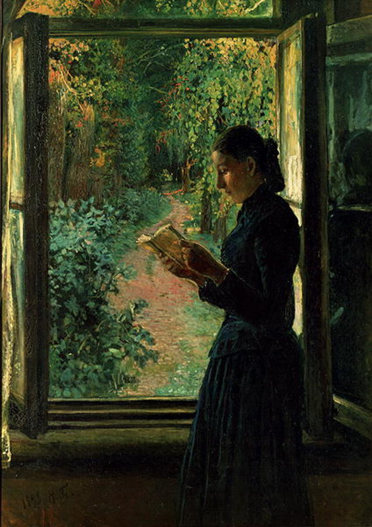 Detail of Portrait of Natalia Petrunkevitsin, 1893 by Nikolai Nikolaevich (1831-94) Ge