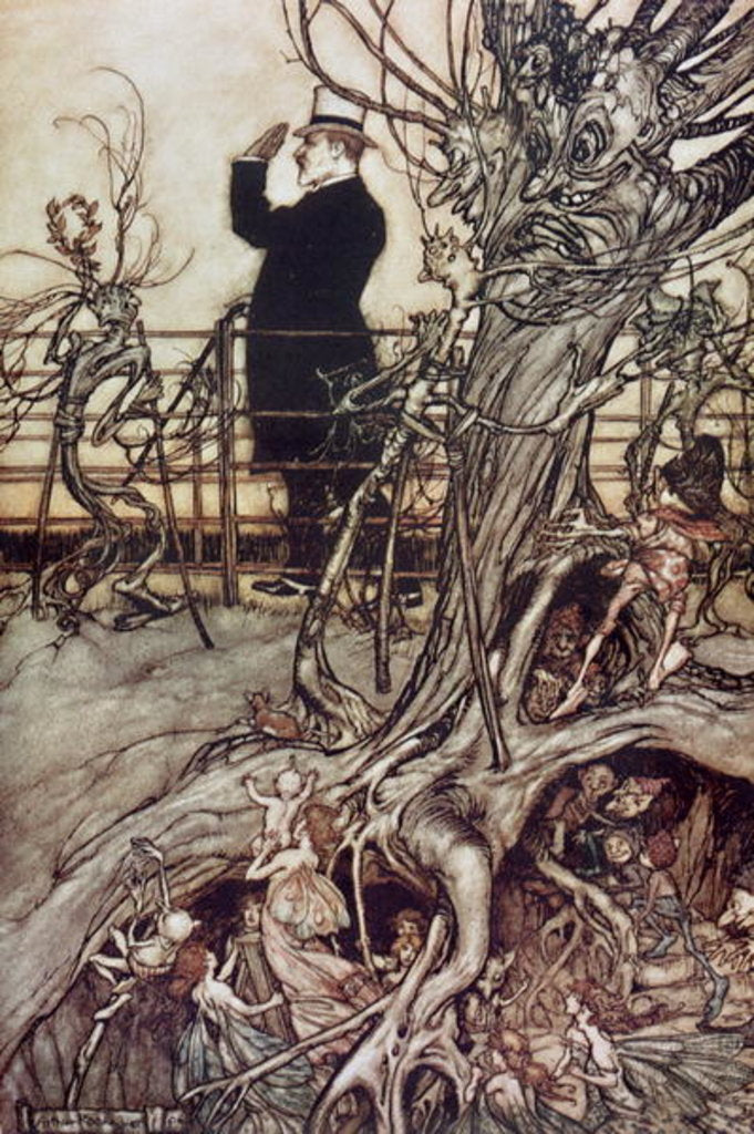 Detail of The Kensington Gardens are in London, where the King lives from 'Peter Pan in Kensington Gardens' by J.M. Barrie, 1906 by Arthur Rackham