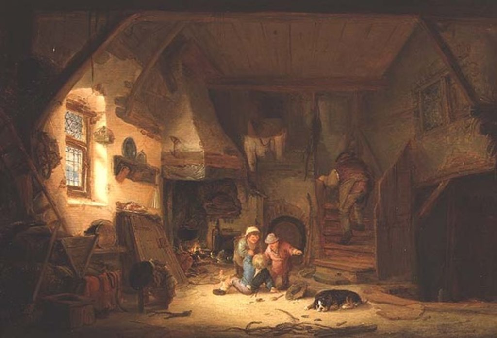 Detail of Children Playing by a Cottage Fire, 1641 by Isack van Ostade
