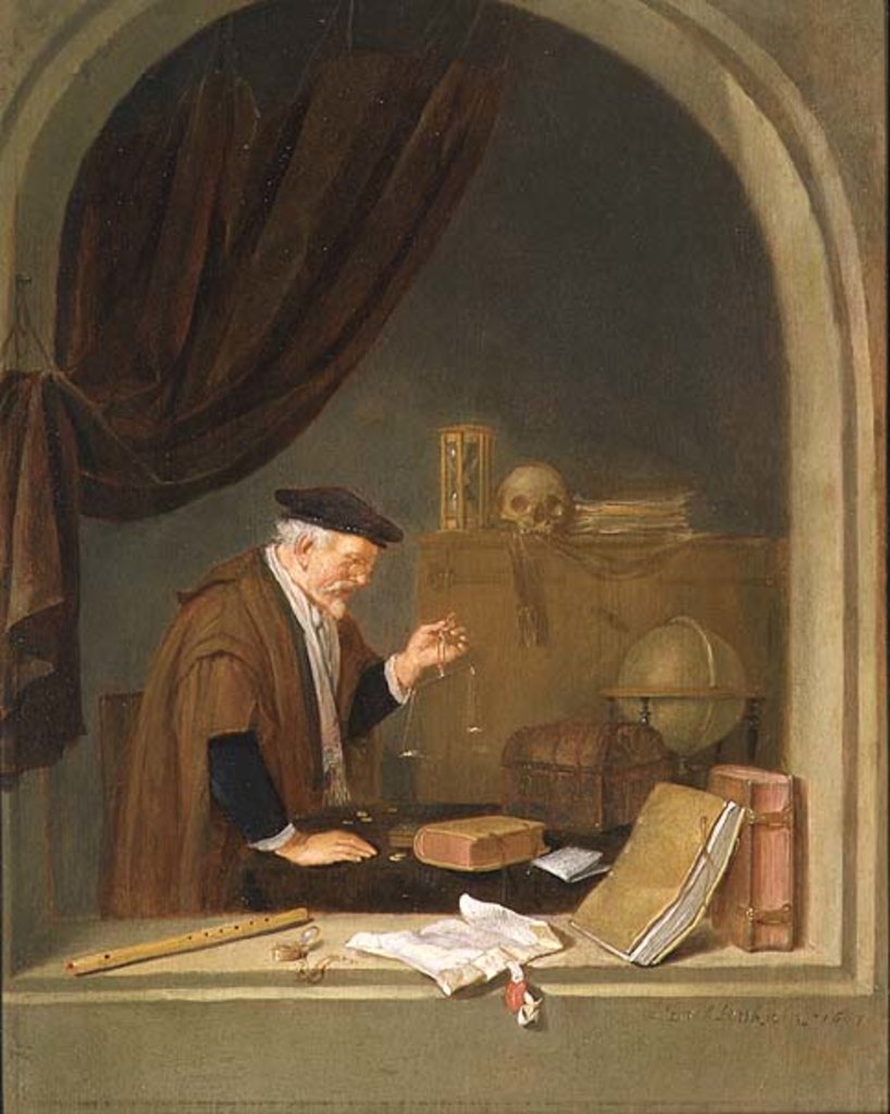 Detail of An Old Man Weighing Gold, 1667 by Quiringh Gerritsz. van Brekelenkam