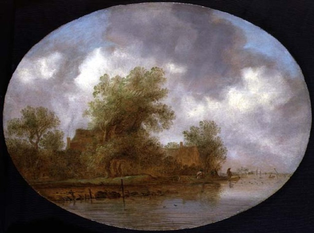 Detail of A River Landscape with Fishermen Hauling in Nets by Joost de Volder