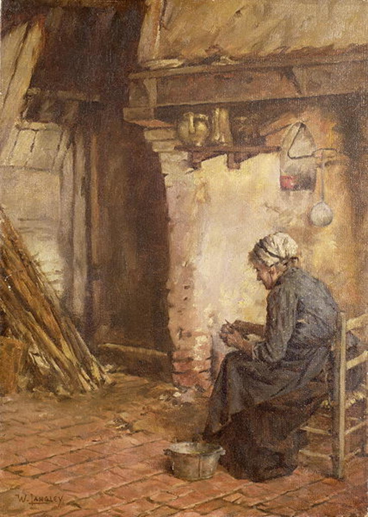 Detail of Old Woman Peeling Potatoes by Walter Langley